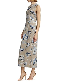 Seamed Linen Column Dress