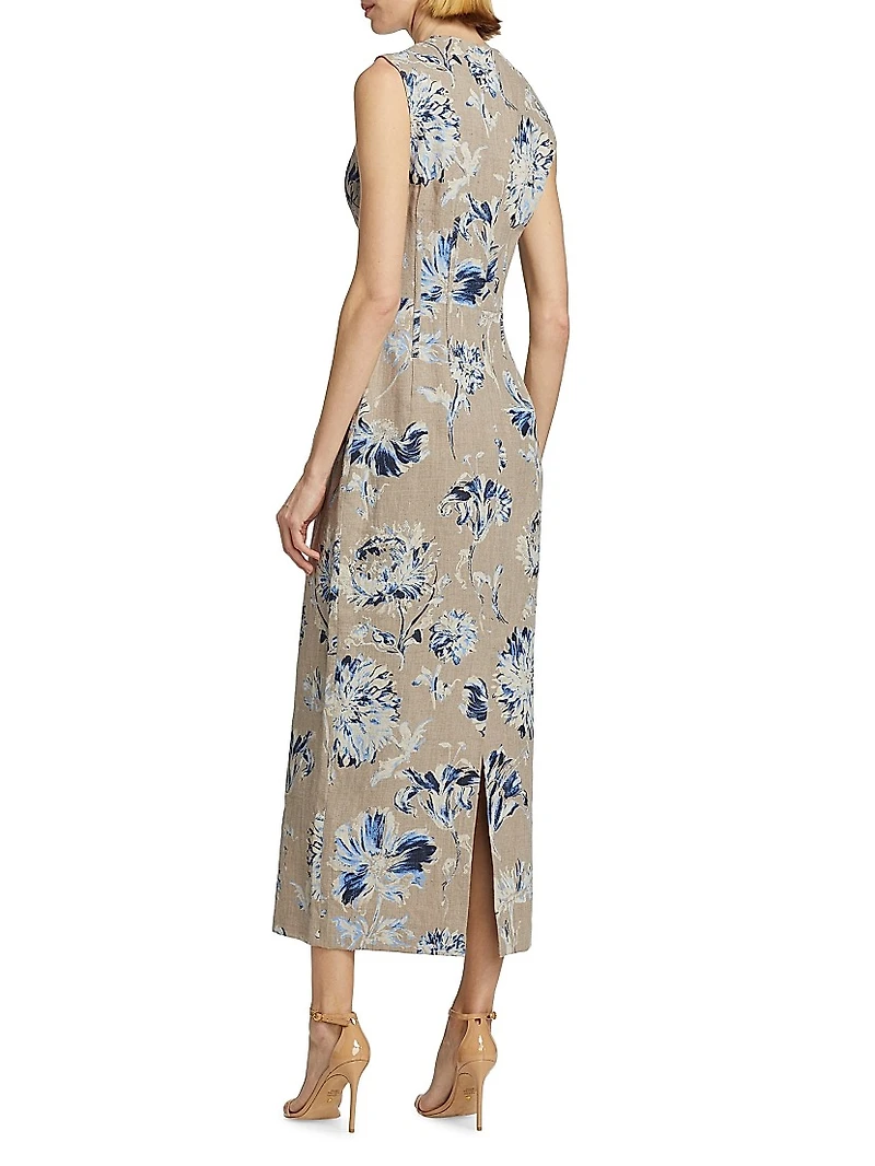 Seamed Linen Column Dress