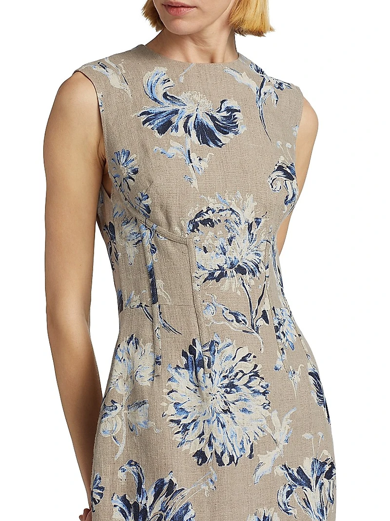 Seamed Linen Column Dress