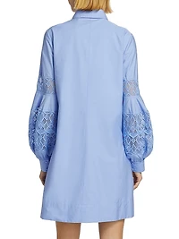Lace-Trim Poplin Mini Shirtdress