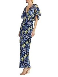 Embroidered Tulle Column Dress