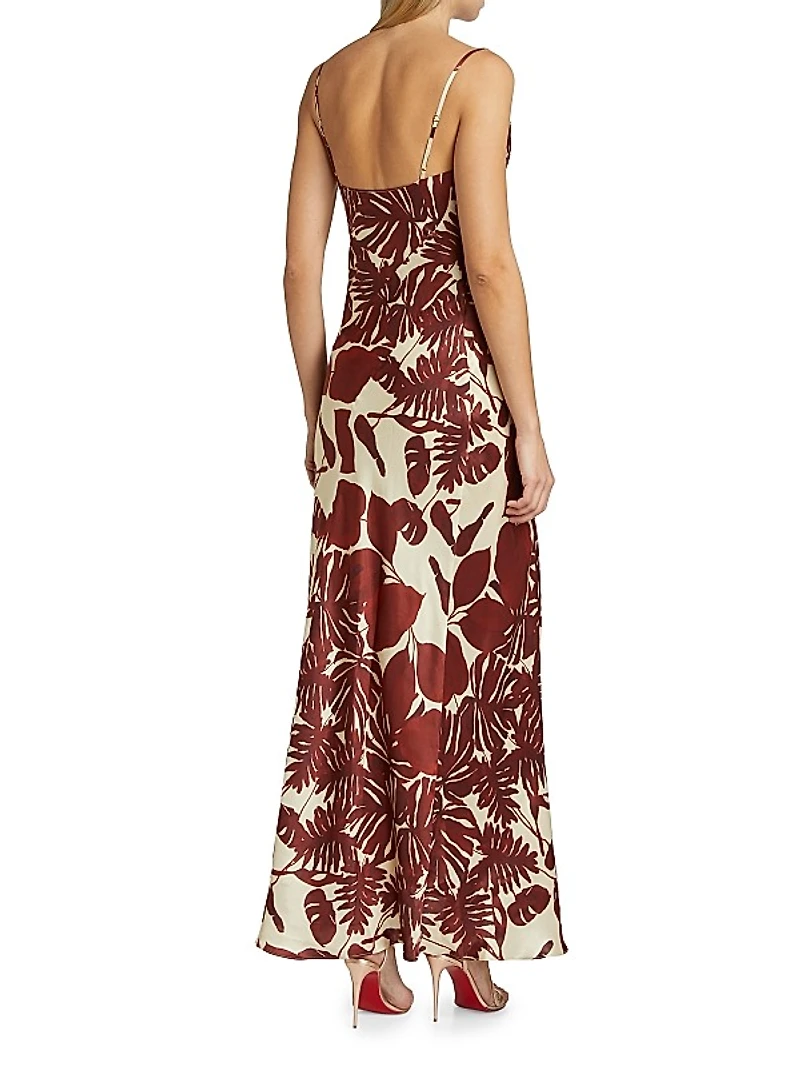 Ariel Palm Cowl Midi-Dress