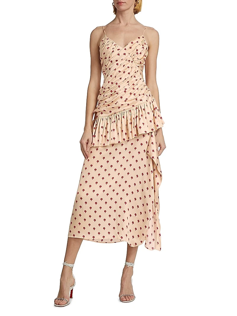 Dhalia Delhi Floral Ruffled Midi-Dress