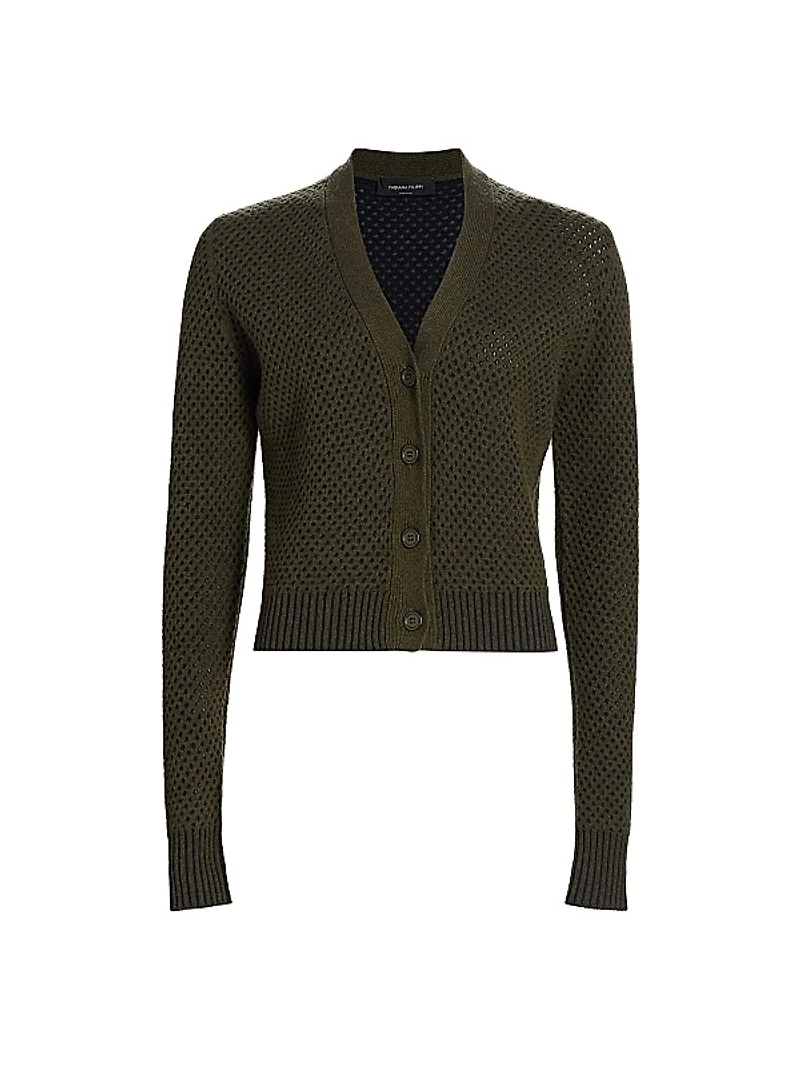 Mesh Wool-Blend Cardigan