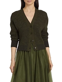 Mesh Wool-Blend Cardigan