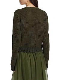 Mesh Wool-Blend Cardigan