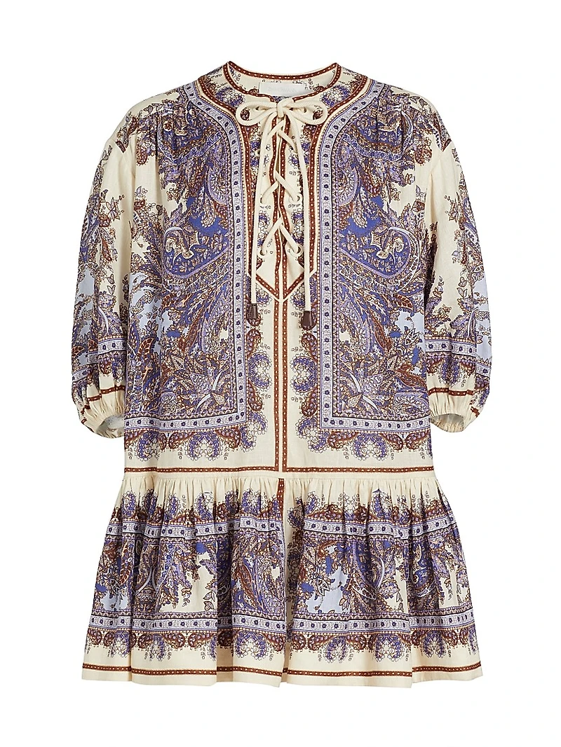 Ottie Lace-Up Linen Minidress