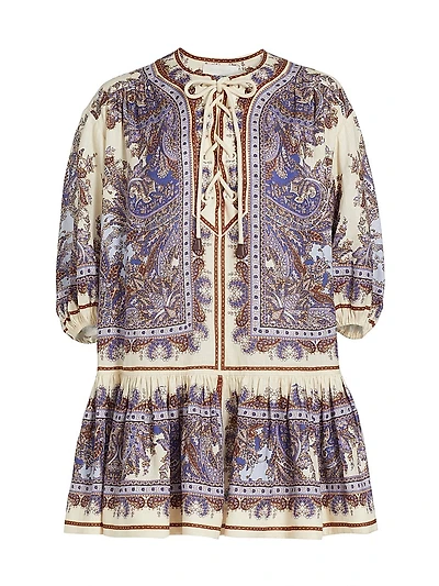 Ottie Lace-Up Linen Minidress