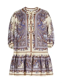 Ottie Lace-Up Linen Minidress