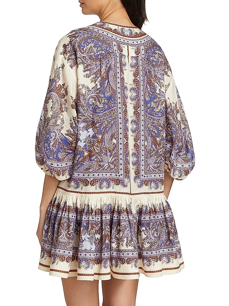 Ottie Lace-Up Linen Minidress