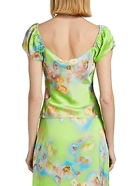 Pienza Floral Cowlneck Top