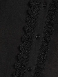 Linen Lace-Paneled Blouse