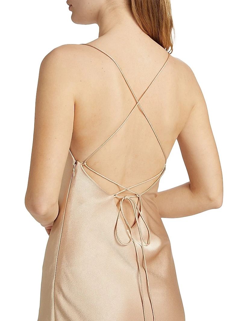 Harmony Satin Asymmetric Midi-Dress