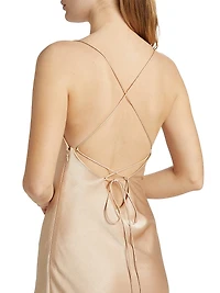 Harmony Satin Asymmetric Midi-Dress