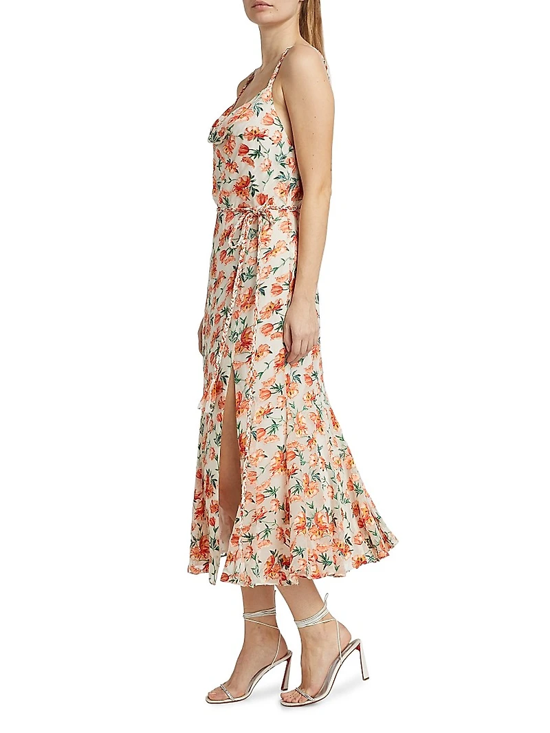 Lissa Floral Cowl Midi-Dress