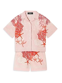 Little Girl's & Girl's Barocco Sea Poplin Short-Sleeve Shirt