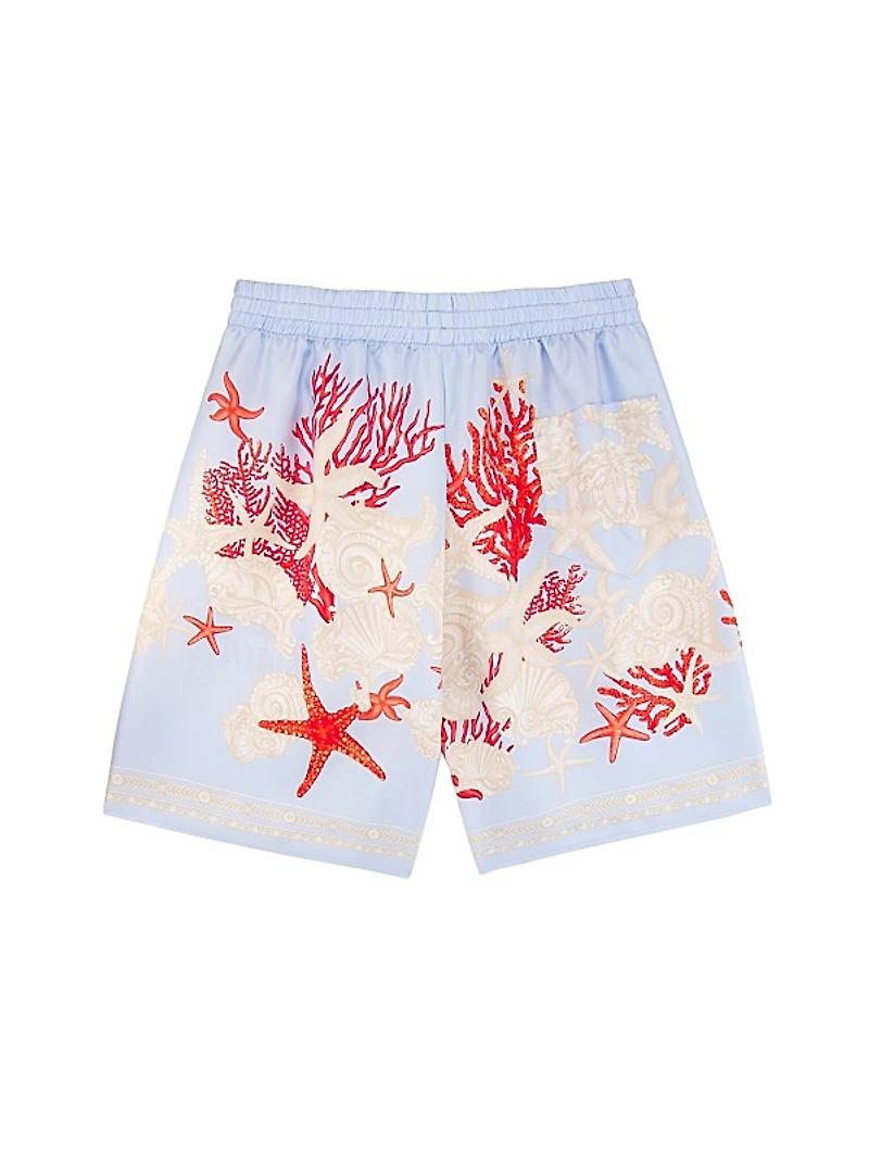 Little Boy's & Boy's Barocco De La Mer Twill Silk Shorts