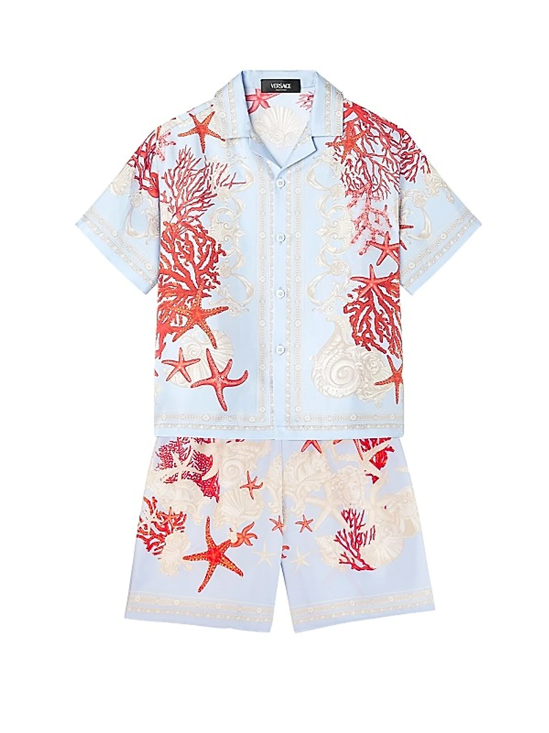 Little Boy's & Boy's Barocco De La Mer Twill Silk Shorts