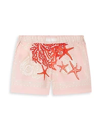 Little Girl's & Girl's Sea Barocco Poplin Shorts