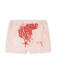 Little Girl's & Girl's Sea Barocco Poplin Shorts