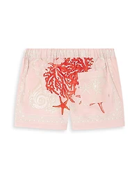 Little Girl's & Girl's Sea Barocco Poplin Shorts