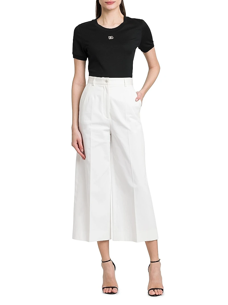 Cotton Gabardine Cropped Pants