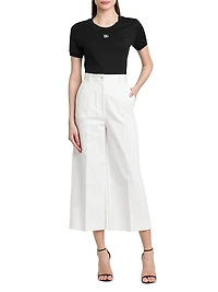 Cotton Gabardine Cropped Pants