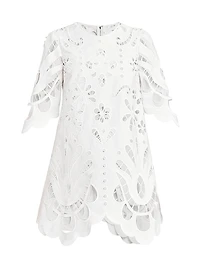 Floral Cotton-Blend Cut-Out Minidress