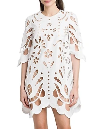 Floral Cotton-Blend Cut-Out Minidress