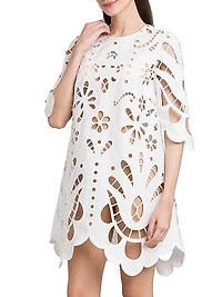 Floral Cotton-Blend Cut-Out Minidress