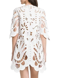 Floral Cotton-Blend Cut-Out Minidress