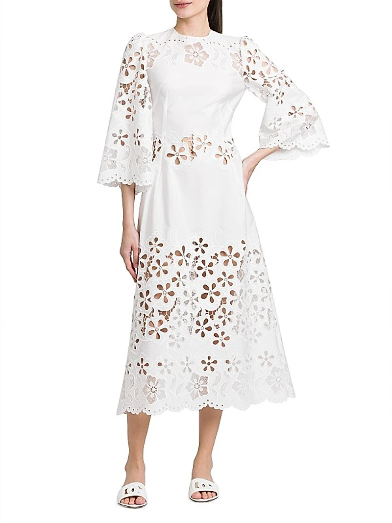 Floral Cotton-Blend Midi-Dress