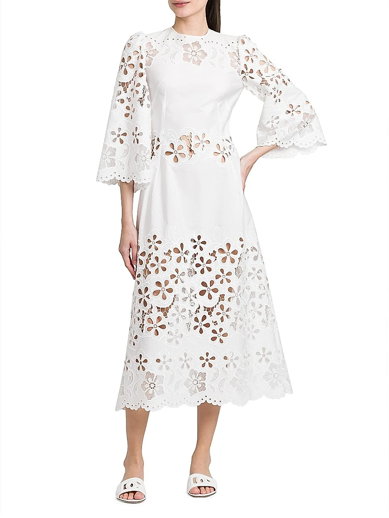 Floral Cotton-Blend Midi-Dress