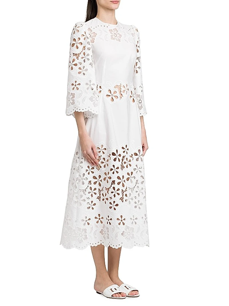 Floral Cotton-Blend Midi-Dress