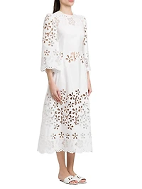 Floral Cotton-Blend Midi-Dress