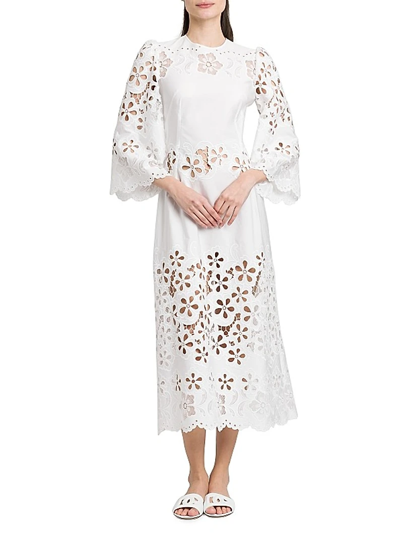 Floral Cotton-Blend Midi-Dress