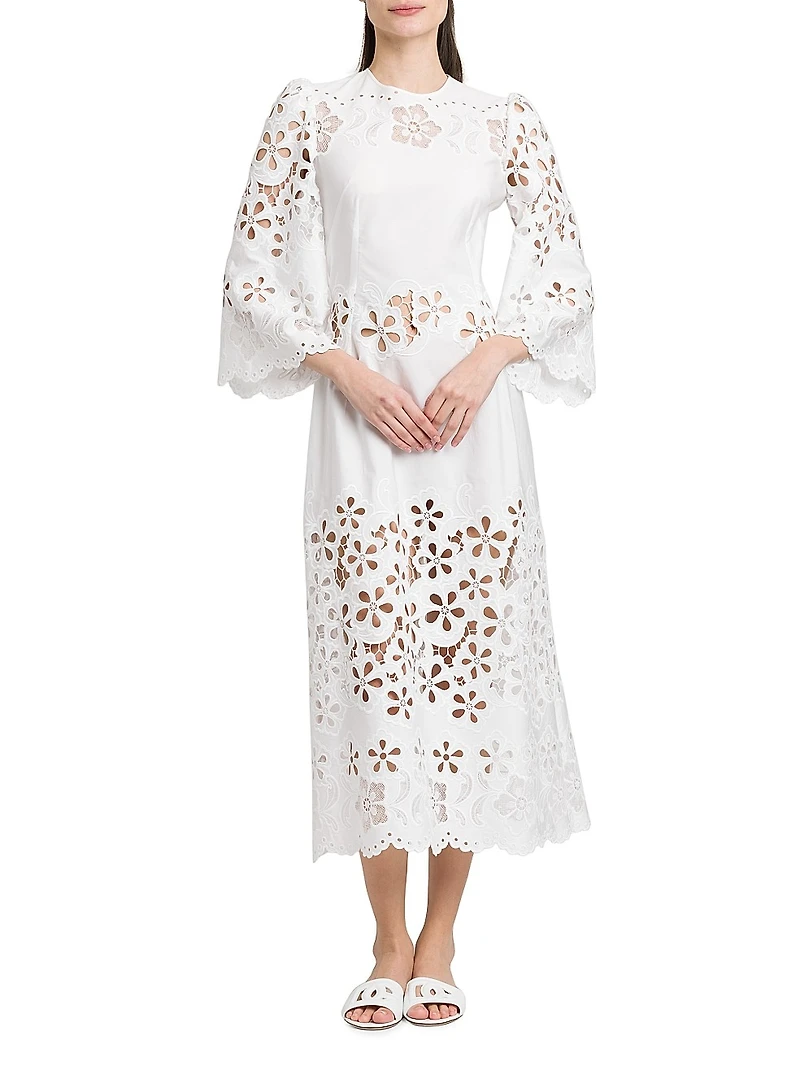 Floral Cotton-Blend Midi-Dress