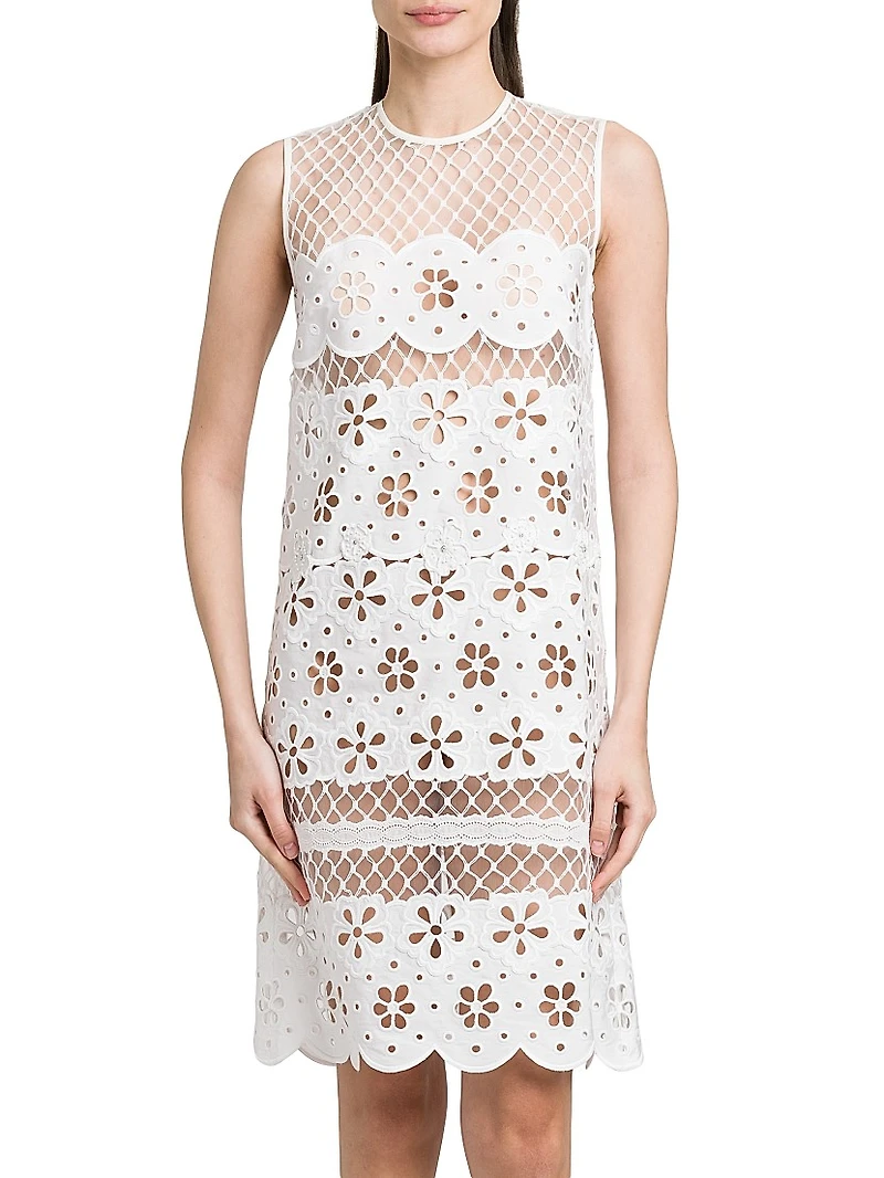 Floral-Embroidered Cotton-Blend Dress