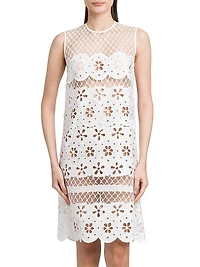 Floral-Embroidered Cotton-Blend Dress