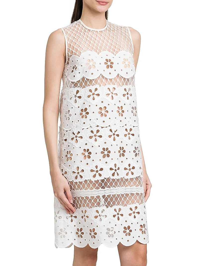 Floral-Embroidered Cotton-Blend Dress