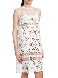 Floral-Embroidered Cotton-Blend Dress