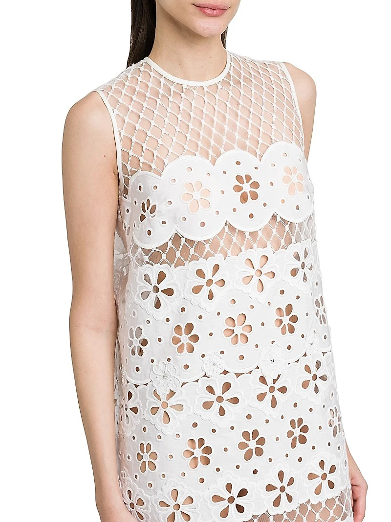 Floral-Embroidered Cotton-Blend Dress