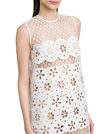 Floral-Embroidered Cotton-Blend Dress