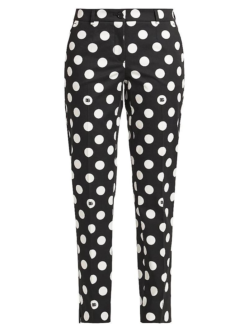 Polka-Dot Cotton-Blend Pants