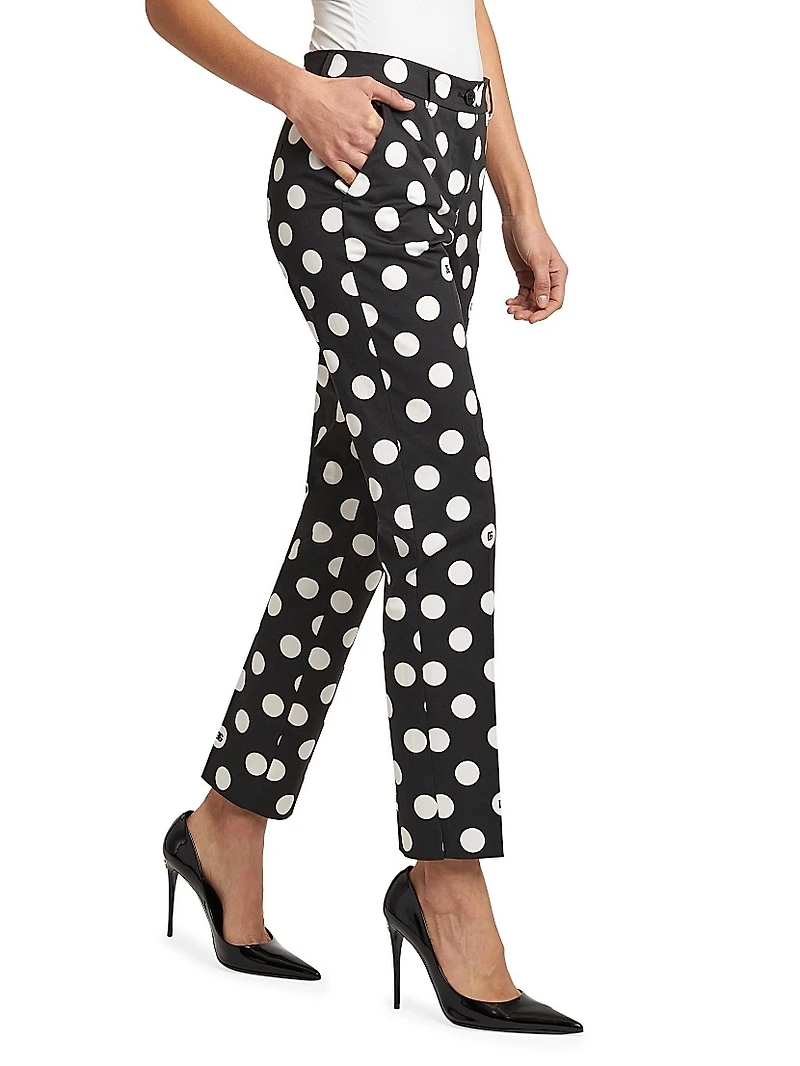 Polka-Dot Cotton-Blend Pants