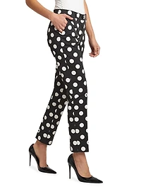 Polka-Dot Cotton-Blend Pants
