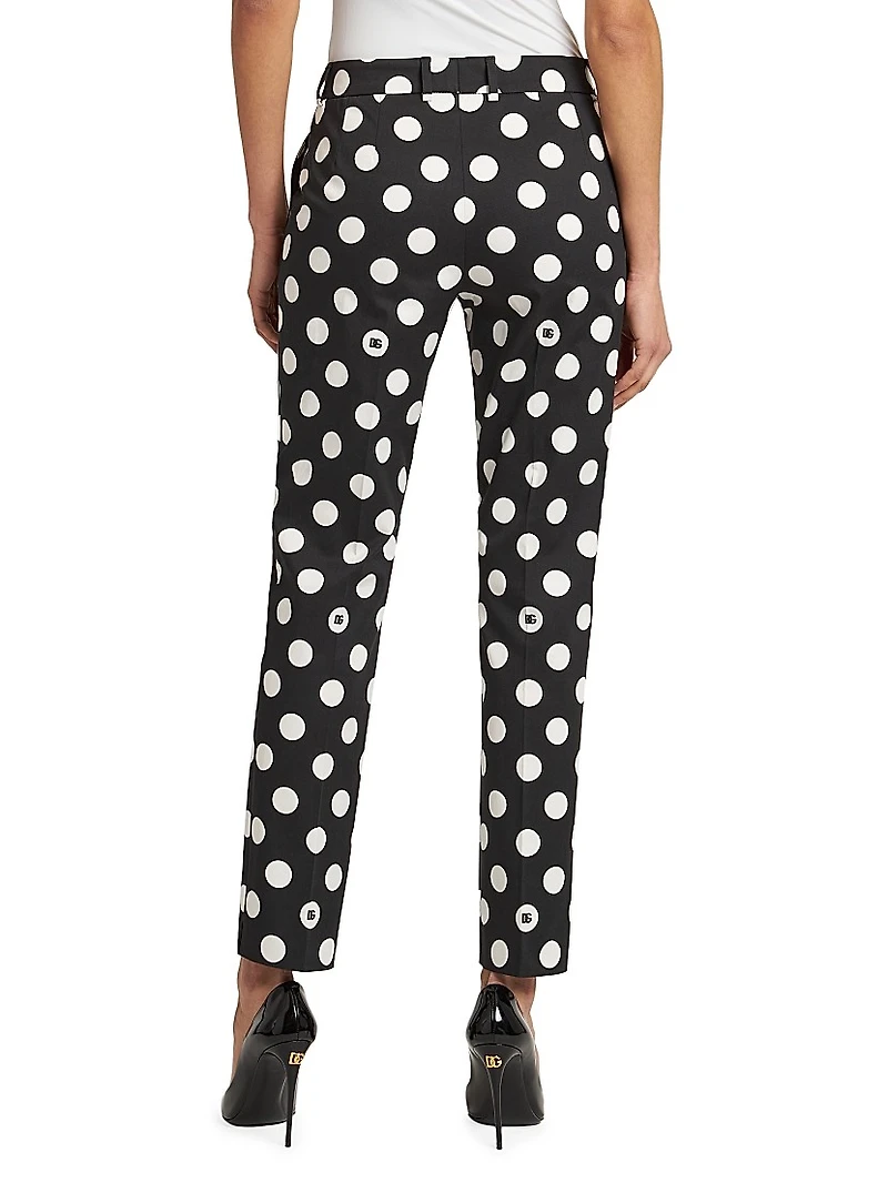 Polka-Dot Cotton-Blend Pants