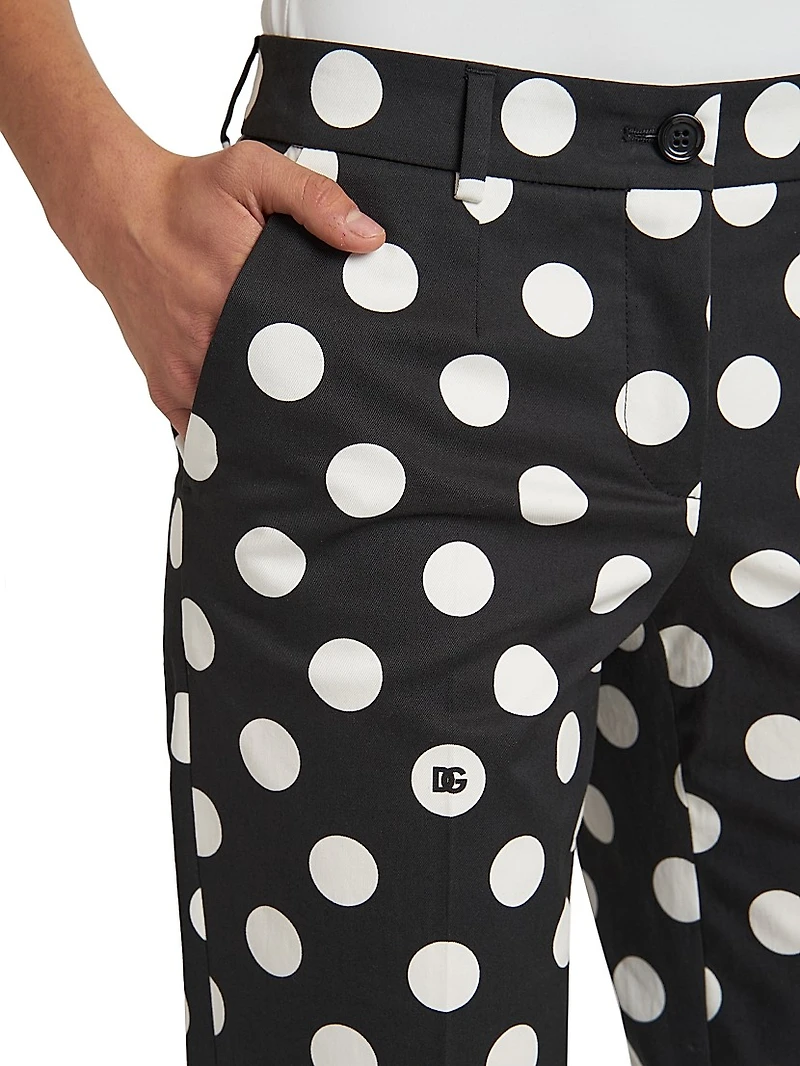 Polka-Dot Cotton-Blend Pants