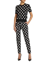 Polka-Dot Cotton-Blend Pants