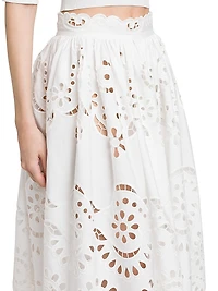 Floral Eyelet Midi-Skirt